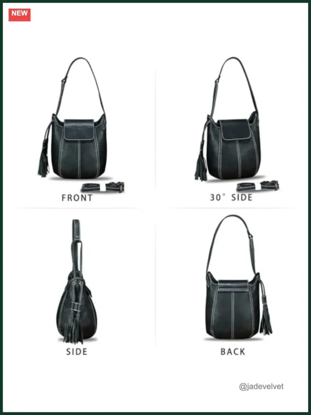 Genuine Leather Hobo Bag Women Shoulder Crossbody Satchel Purse with Tassel